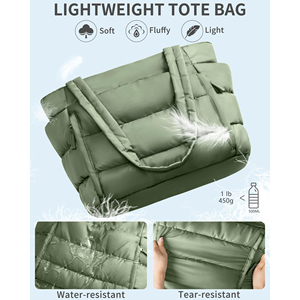 Sac fourre-tout matelassé en nylon vert olive <span class=keywords><strong>Royal</strong></span> Fair personnalisé, surdimensionné, multi-poches, matelassé, pour le shopping, à porter à l'épaule, pour les voyages - Product Image 3