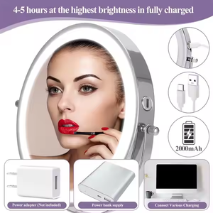 <strong>Chrome</strong> Desktop <strong>Magnifying</strong> Makeup <strong>Mirror</strong> with Personalized 3 Color LED Lighting Beauty Cosmetic <strong>Mirror</strong> for Makeup - Product Image 6
