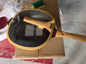Poêle à frire 32 cm en aluminium avec revêtement antiadhésif de haute qualité, grande poêle à frire jaune profonde avec couvercles, vente en <span class=keywords><strong>gros</strong></span> - Product Image 3