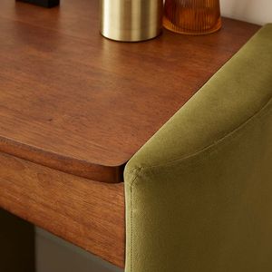 Juego de tocador esquinero de terciopelo vintage, compacto, de madera, <span class=keywords><strong>con</strong></span> <span class=keywords><strong>espejo</strong></span> oculto y taburete para espacios pequeños - Product Image 6