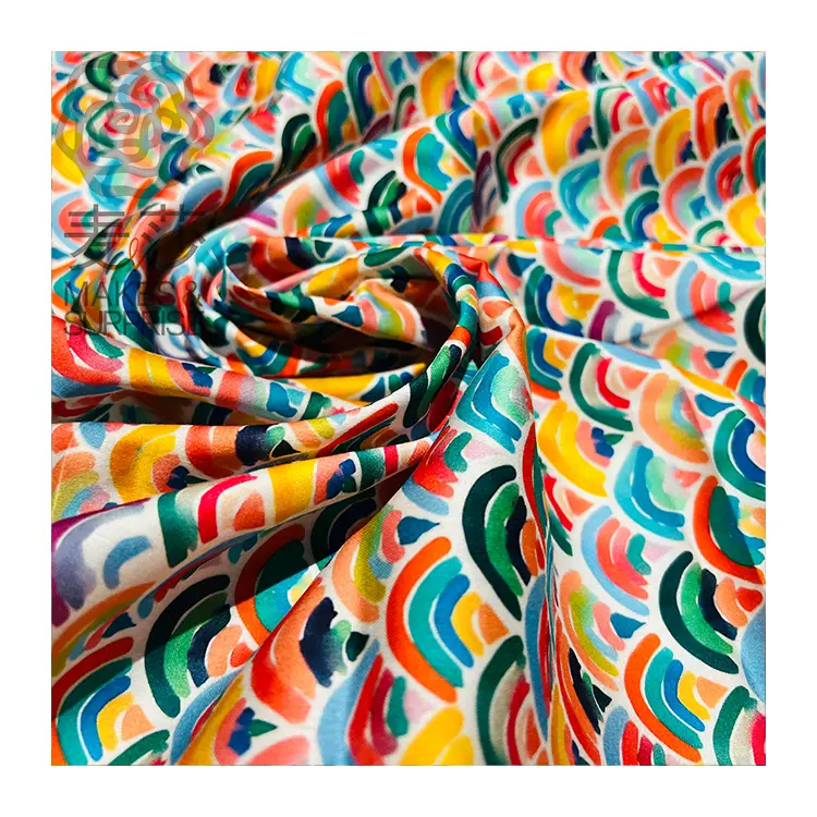 Custom Zachte Elastische Vrijheid Bloem Regenboog Print Stof Liberty Katoen Poplin Stof Voor Vrouwen Jurk Doek