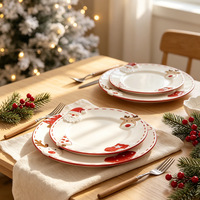 Ensemble de vaisselle en céramique de Noël de qualité supérieure - Décoration de table peinte à la main pour les fêtes