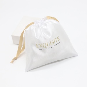 High Quality Logo Printed Satin Dust Gift Wig Drawstring Jewelry Pouch <b>Extension</b> Silk Satin Hair Bag - Product Image 6