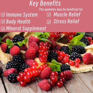 Gummies au glycinate de magnésium aromatisées aux baies mélangées avec du calcium et des vitamines pour soutenir les muscles, soulager le stress et renforcer le système immunitaire - Product Image 6