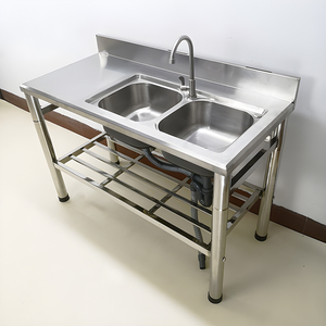 Évier double moderne en acier inoxydable, résistant à la rouille, facile à nettoyer, pour lavabo de salle de bain, hôtel, restaurant, stations de nettoyage de cuisine - Product Image 2