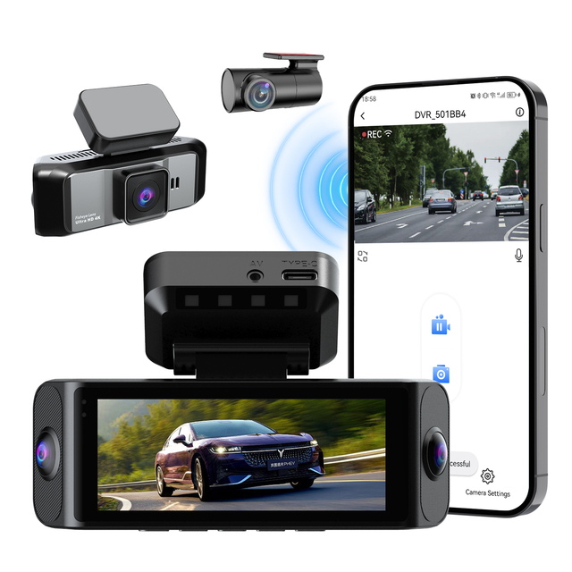 3.39 Inch IPS Display 4K Dashcam 4 Channel Four Lens Camera with 360 Panoramic View Front Rear Left and Right F6