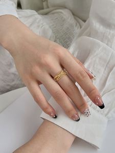 Dylam Dainty Design in Stock S925 <b>Silver</b> Rhodium 18K Gold Plated Multiple Layer Beaded Intersect <b>Adjustable</b> Women <b>Rings</b> - Product Image 6