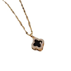 <span class=keywords><strong>Collana</strong></span> pendente con <span class=keywords><strong>quadrifoglio</strong></span> da donna alla moda gioielli con zirconi in acciaio inossidabile <span class=keywords><strong>collana</strong></span> con catena a maglie di cristallo - Product Image 5