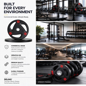 Juego <span class=keywords><strong>de</strong></span> Discos <span class=keywords><strong>de</strong></span> <span class=keywords><strong>Pesas</strong></span> Recubiertos <span class=keywords><strong>de</strong></span> Goma TriGrip con Reducción <span class=keywords><strong>de</strong></span> Ruido, <span class=keywords><strong>Kit</strong></span> <span class=keywords><strong>de</strong></span> Barra Olímpica con Orificio <span class=keywords><strong>de</strong></span> 50 mm para Gimnasio en Casa - Product Image 5