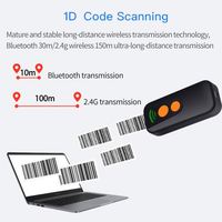 Escáner de Código de Barras Láser 1D Portátil Mini de Bajo Precio para Inventario, Lector de Imágenes Inalámbrico para Tablet, iPhone, iPad, Android, iOS, PC, POS