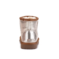 Bottes de neige pour enfants en microfibre métallique, douces, antidérapantes, doublure en fausse fourrure, chaudes, bottes d'hiver à la cheville, semelle extérieure en TPR, OEM ODM