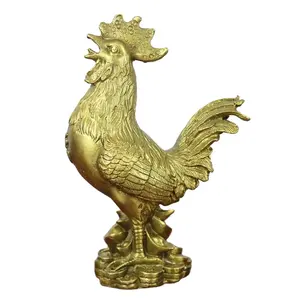 도매 중국 전통 풍수 황동 조디악 수탉 병아리 장식 치킨 조각