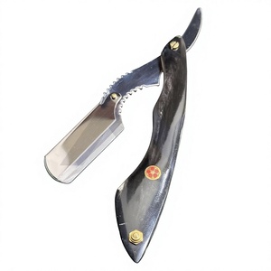 IKZARSA <b>Straight</b> <b>Razor</b> Stainless Steel Blade Single <b>Edge</b> Face Body & Underarm Shaving for Men Buffalo Horn Handle - Product Image 3