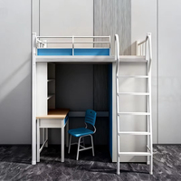 Meubles de dortoir étudiant : Lit mezzanine en acier avec escalier, bureau et chaise
