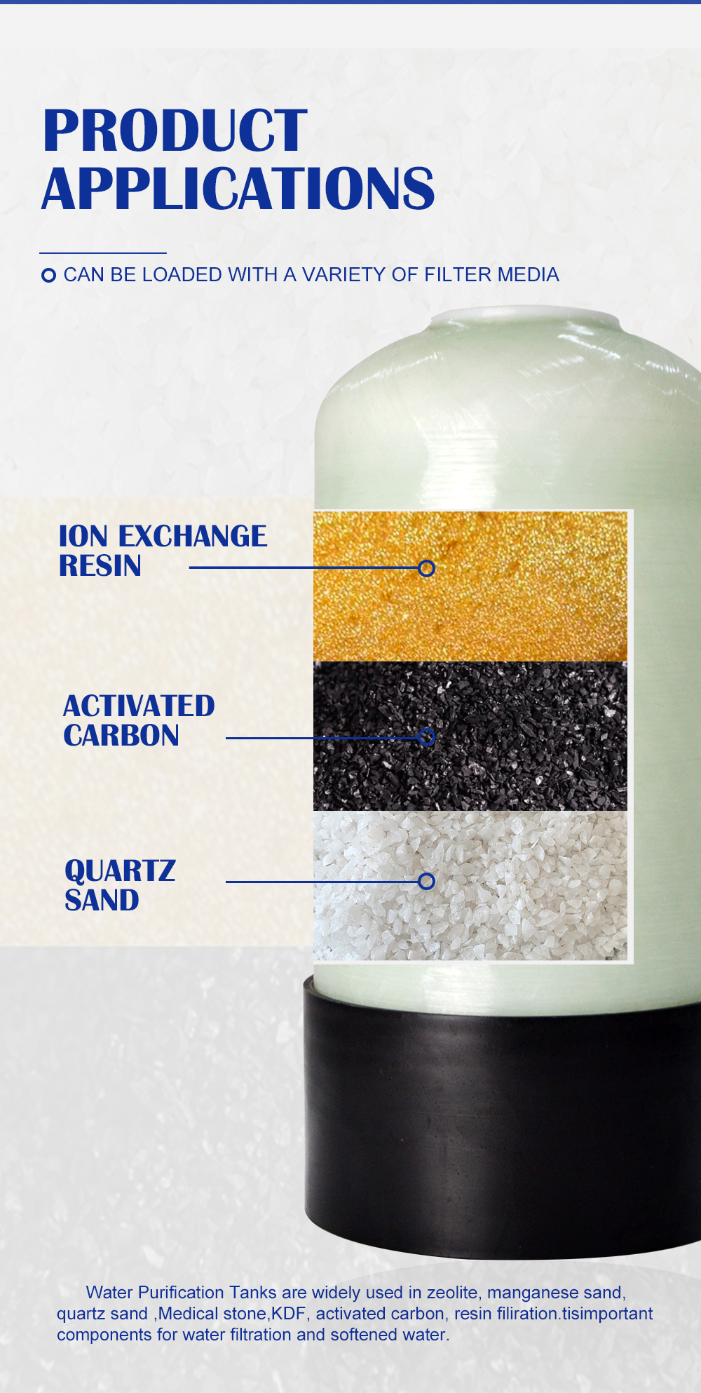 نرم کننده تصفیه آب صنعت پنتایر مخزن آب FRP مخزن فایبر گلاس 150psi 6