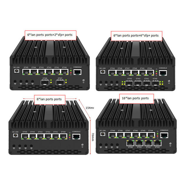 Wholesale H15 ODM OEM MINI Host Fanless Intel Ultra 7 Ultra 9 16 Cores 6 Lan 2 SFP+  Firewall Soft Router Linux Server MINI PC
