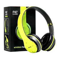 Harga Terjangkau Headphone P47 Murah TF FM Nirkabel Earphone 3.5mm Aux Headset LED Biru Dinamis untuk Ponsel Pintar untuk Perjalanan BT