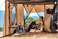 Tente latérale pour véhicule tout-terrain SUV, montée sur voiture, avec toit ouvrant en forme d'éventail à 270 degrés, connectée à l'arrière, pour camping en plein air, super grande protection solaire