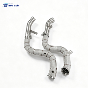 ท่อไอเสียดาวน์ไปป์แบบไหลสูงสำหรับ Mercedes Benz C63 W205 C63S GLC63 X253 M177 4.0L V8 Biturbo 304 สแตนเลส ติดตั้งได้โดยตรง - Product Image 3