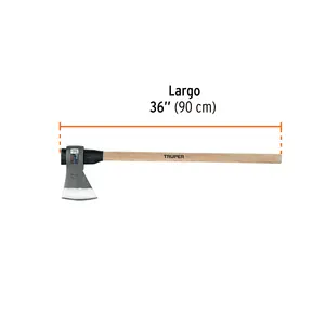 Truper 4-1/2 lb per servizio medio con 36 "manico in legno per spaccare il taglio da campeggio con testa d'ascia in acciaio al carbonio - Product Image 2