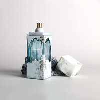 Flacon de parfum de luxe octogonal en verre de haute qualité 100 ml avec bouchon à motif pierre et pompe pulvérisatrice, conteneur vide anti-fuite