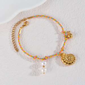 Hawaiian 316L Stainless Steel Wholesale Fashion <b>Bracelets</b> & <b>Bangles</b> 14k 18k Gold Plated Ocean Starfish String <b>Bracelet</b> for Women - Product Image 3