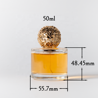 Parfum en gros verre à sertir 30ml 50ml 100ml bouteille de parfum cylindrique à épaule plate courte avec bouchon rond en alliage de Zin