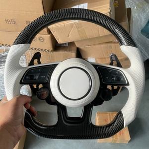 Avec bouton de démarrage <span class=keywords><strong>S</strong></span>-<span class=keywords><strong>Line</strong></span> Demi-volant en cuir de carbone pour <span class=keywords><strong>Audi</strong></span> Q8 SQ8 A3 A4 B9 A5 B8 A6 C7 A7 S3 S4 RS3 RS5 RS7 RS6 C8 - Product Image 1