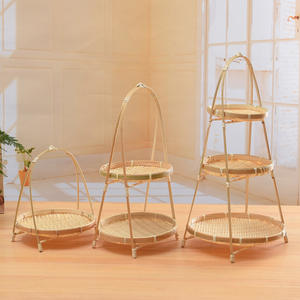 Natural <b>Bamboo</b> Multi-Tier Tray Durable Snack & Dessert Holder for Restaurant - Product Image 1
