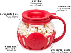 Microwave Popcorn Popper with Temperature Safe Glass Lid Measures Kernels and Melts Butter, Christmas Poppers, Dishwasher Safe - Product Image 5
