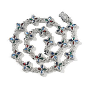 Collier tendance de haute qualité en zircon rose 5A, style hip-hop, plaqué or rhodié, chaîne en corde, pour anniversaire - Product Image 2