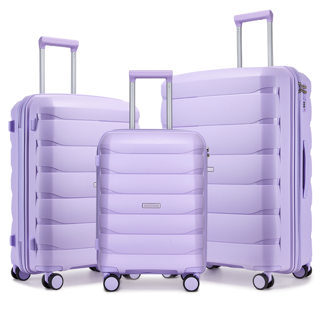 Customizable New 3-Piece Luggage Set - ABS Material, Light Purple Series, 20/24/28 Inch, Suitable for Short & Long Trips