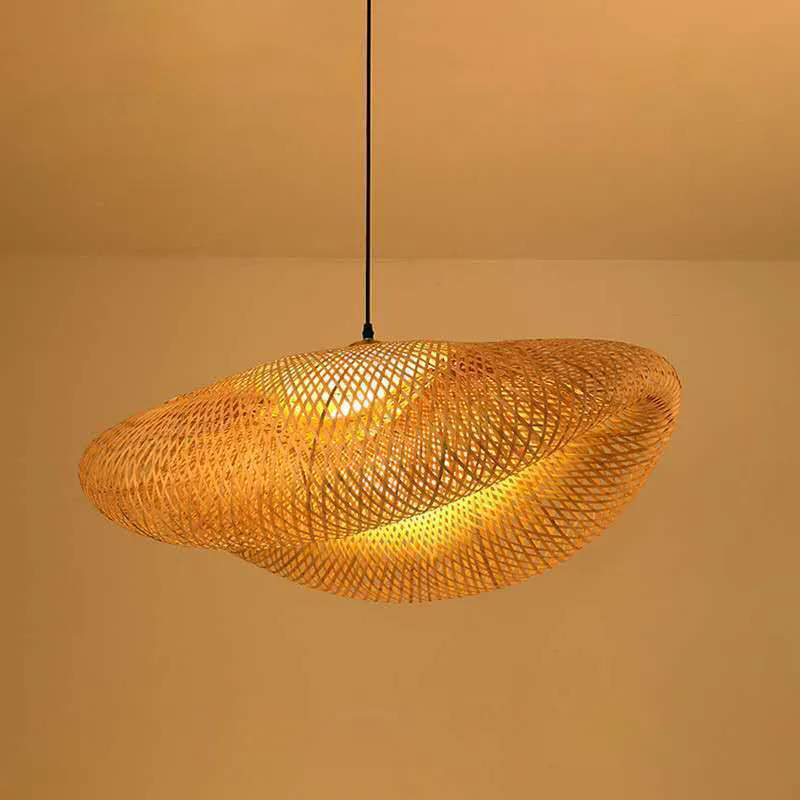 Lustre en bambou fait à la main de conception créative de rotin avec la nuance tissée naturelle pour la décoration à la maison rustique