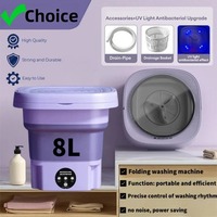 Machine à laver portable pliable 8L pour vêtements, chaussettes, sous-vêtements, petite machine à laver de voyage