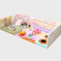 Equipo de Juegos Interior de Madera Comercial para Niños, Área de Juegos Suave Pequeña y Juegos Interactivos, Parque Infantil Interior para Niños