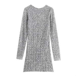 ZATRHMBM 2026 Nuova Collezione Primavera/Estate Abito da Donna con Paillettes, <span class=keywords><strong>Vestito</strong></span> Elegante Casual Retrò a <span class=keywords><strong>Maniche</strong></span> <span class=keywords><strong>Lunghe</strong></span> con <span class=keywords><strong>Schiena</strong></span> <span class=keywords><strong>Scoperta</strong></span> - Product Image 1