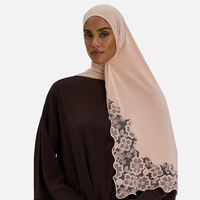 En gros Hijab en jersey premium Merrachi avec bordure en dentelle de luxe, Hijab en jersey premium Merrachi, Hijab Merrachi Bambou