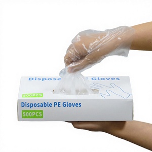 Disposable PE Gloves Blue Color Sachet / Flow Pack Packaging TPE Material Plastic Gloves for Kitchen Cleaning Food Handling - Product Image 3