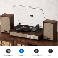 Tourne-disque vintage avec enceintes externes, BPP, plateau tournant 3 vitesses, son stéréo haute fidélité pour les amateurs de vinyles