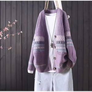 Camisa/Blusa Casual para Mujer, Diseño Fair Isle, Tejido Suave Tipo Nube, Estilo Japonés Dulce, Abrigo <span class=keywords><strong>de</strong></span> Punto Tipo Malvavisco, Frente Abierto, Antipilling, Otoño - Product Image 6