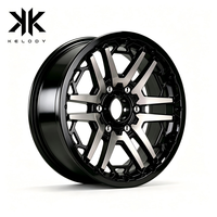 Roues forgées à deux tons 6061 T6 noir brillant Web usiné argent à rayons fendus 8 jantes à lèvres rivet 18-22 pouces 6 cosses