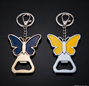 Apribottiglie Portachiavi Personalizzato OEM con 3 Ciondoli a Farfalla - Metallo e Smalto a Freddo - Moda Sempre - Product Image 2