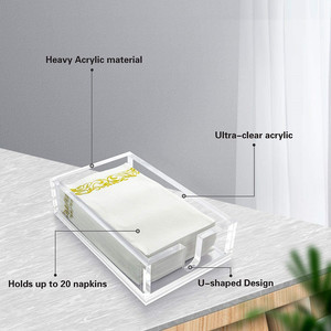 Thicken Clear Acrylic <strong>PaperTowel</strong> Dispenser Cocktail and Guest Napkin Holders for kitchen Table 9 Inc - Product Image 4