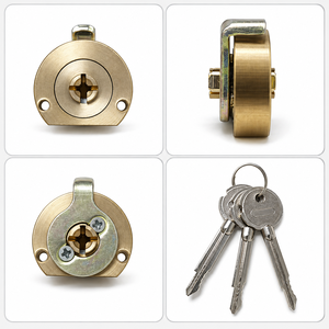 Cilindro di Chiusura Universale in Metallo con 3 Chiavi per Cassetti, Armadi e Porte - Product Image 3
