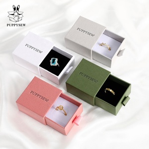 PUPPYSEW Ring Box Jewelry <b>Drawer</b> Boxes High Quantity Texture Paper V-groove Sliding Cardboard Package Box With Custom logo - Product Image 1