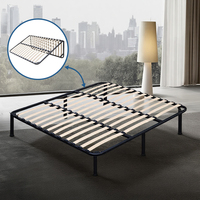 Cadre de lit en métal rembourré California King avec sommier à lattes robuste pour mobilier de chambre principale de villa de luxe