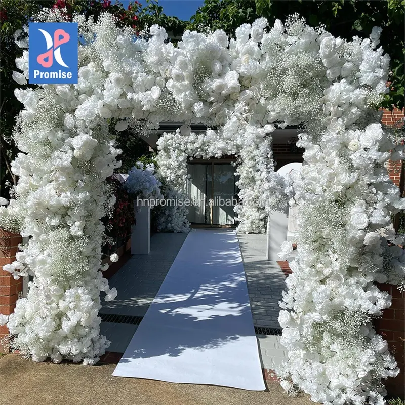 מכירה לוהטת גדול מלאכותי פרח לבן כיכר חתונה קשת לאירוע רקע קישוט