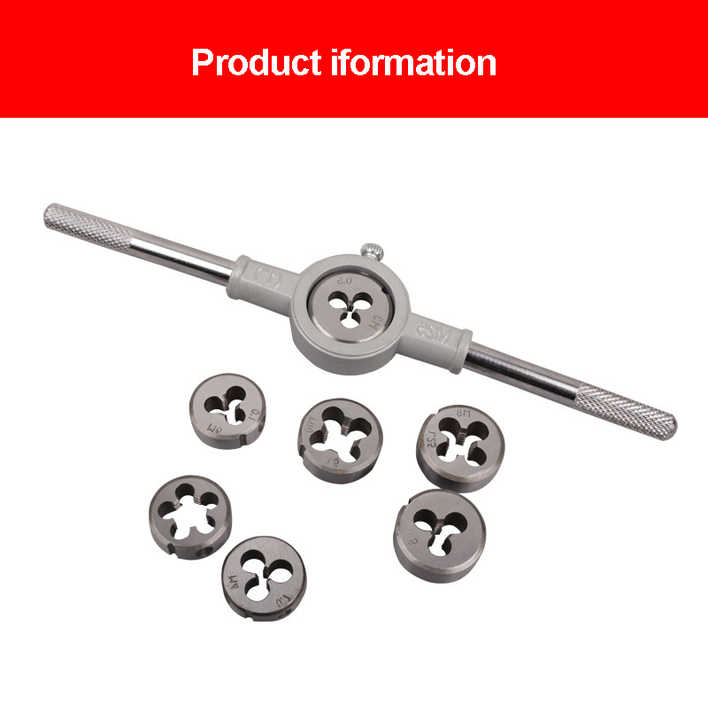 8pcs Thread Cutting Set Tap and Die Set Wrench Metric HSS