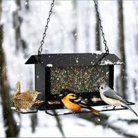 Mangeoires à oiseaux personnalisées JH-Mech, toit protecteur résistant aux intempéries, 14 ports d'alimentation multiples, design de remplissage par le haut, mangeoire à oiseaux en métal pour balcon