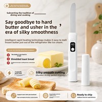 Couteau à beurre chauffant Amz Hot, 3 niveaux de température (120F, 140F, 160F), avec interrupteur °C/°F, affichage LED, chauffage rapide pour beurre dur et fromage